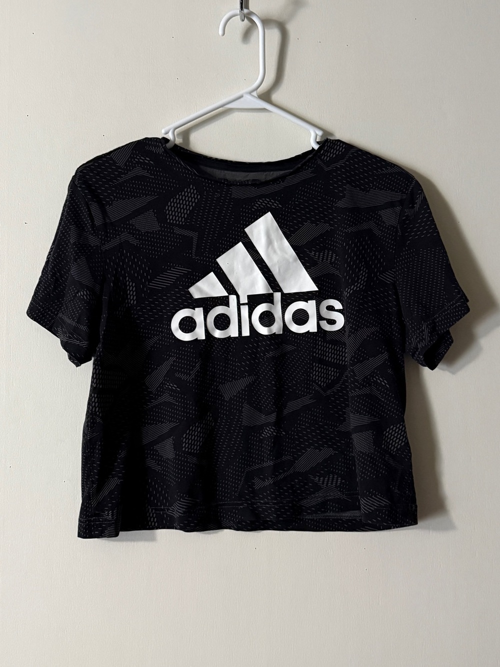 Women’s adidas Black Crop Tee with White Logo